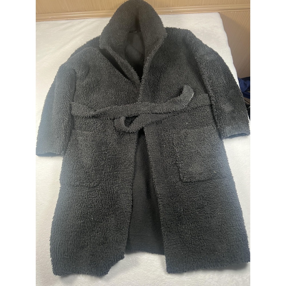 Barefoot Dreams Robe Womens XL‎ Black CozyChic Plush Fleece Belted Kimono Lounge